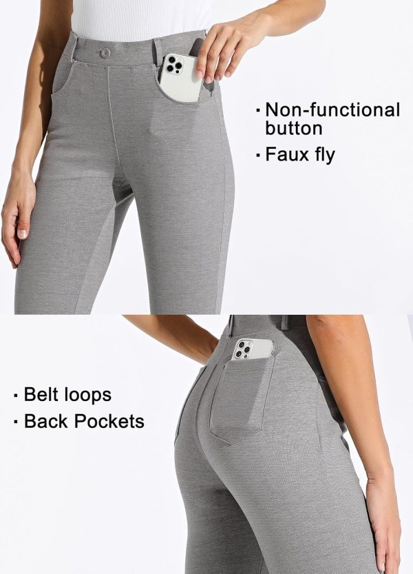 Women's Yoga Dress Pants Bootcut Work Slacks Stretch Office with Belt Loops 4 Pockets 28“/29"/30"/31"/33" - Image 4