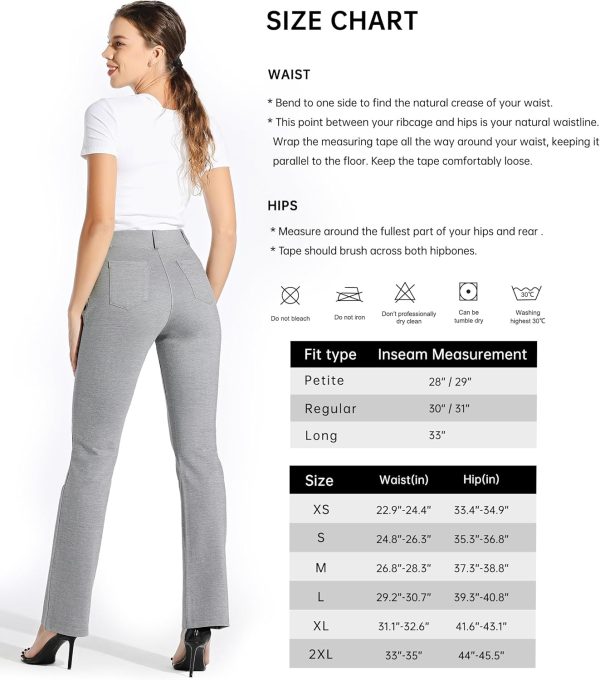 Women's Yoga Dress Pants Bootcut Work Slacks Stretch Office with Belt Loops 4 Pockets 28“/29"/30"/31"/33" - Image 6