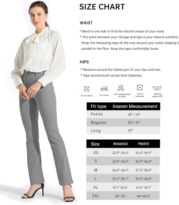Women's Yoga Dress Pants Bootcut Work Slacks Stretch Office with Belt Loops 4 Pockets 28“/29"/30"/31"/33" - Image 18