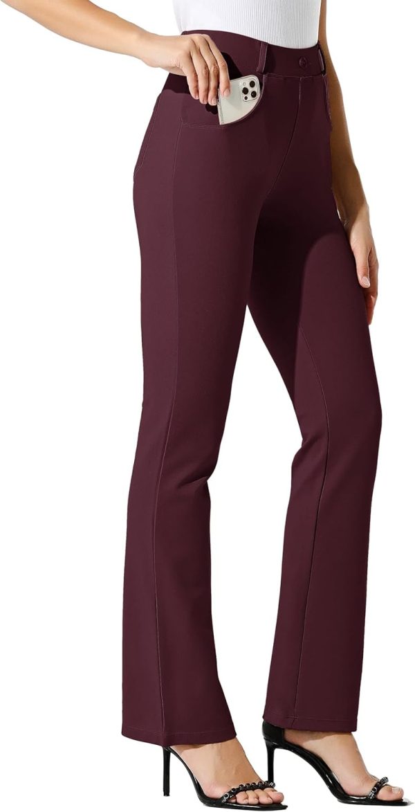 Women's Yoga Dress Pants Bootcut Work Slacks Stretch Office with Belt Loops 4 Pockets 28“/29"/30"/31"/33" - Image 19
