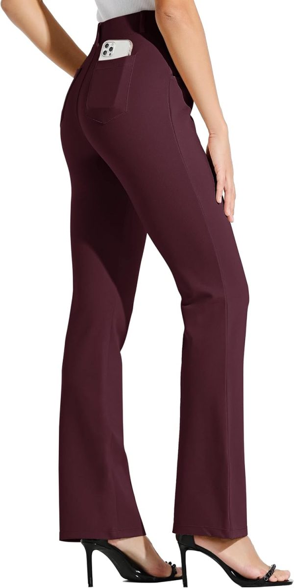 Women's Yoga Dress Pants Bootcut Work Slacks Stretch Office with Belt Loops 4 Pockets 28“/29"/30"/31"/33" - Image 20