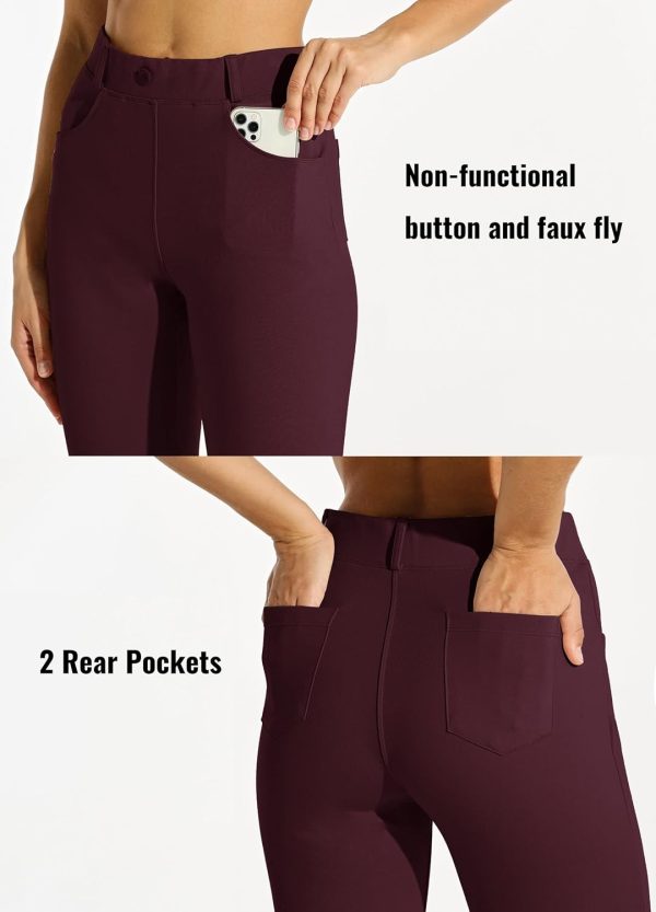 Women's Yoga Dress Pants Bootcut Work Slacks Stretch Office with Belt Loops 4 Pockets 28“/29"/30"/31"/33" - Image 22