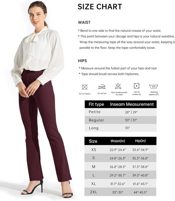 Women's Yoga Dress Pants Bootcut Work Slacks Stretch Office with Belt Loops 4 Pockets 28“/29"/30"/31"/33" - Image 24