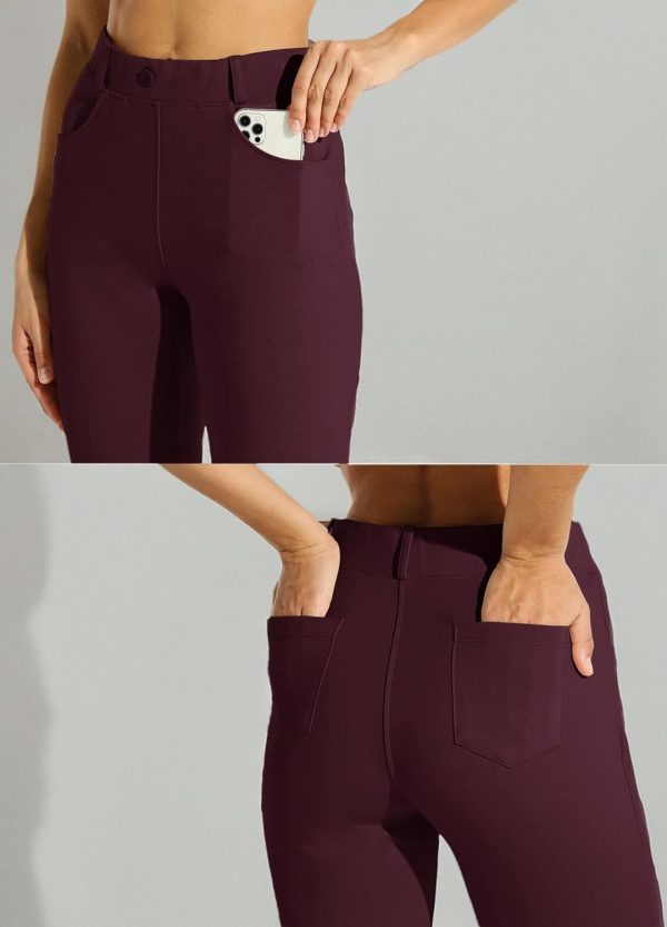 Women's Yoga Dress Pants Bootcut Work Slacks Stretch Office with Belt Loops 4 Pockets 28“/29"/30"/31"/33" - Image 25