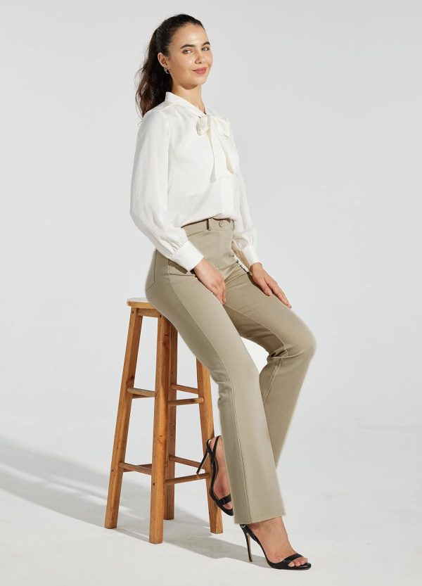 Women's Yoga Dress Pants Bootcut Work Slacks Stretch Office with Belt Loops 4 Pockets 28“/29"/30"/31"/33" - Image 28