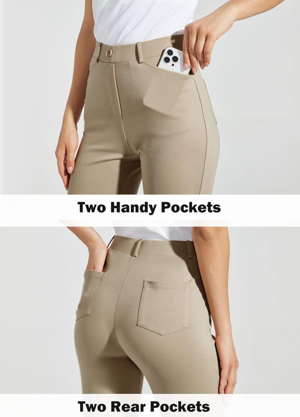 Women's Yoga Dress Pants Bootcut Work Slacks Stretch Office with Belt Loops 4 Pockets 28“/29"/30"/31"/33" - Image 30