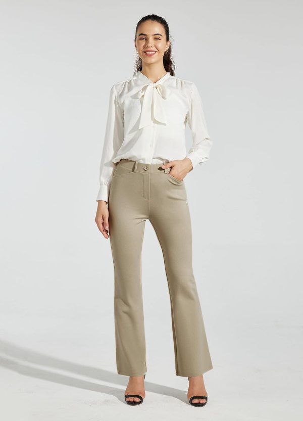 Women's Yoga Dress Pants Bootcut Work Slacks Stretch Office with Belt Loops 4 Pockets 28“/29"/30"/31"/33" - Image 31