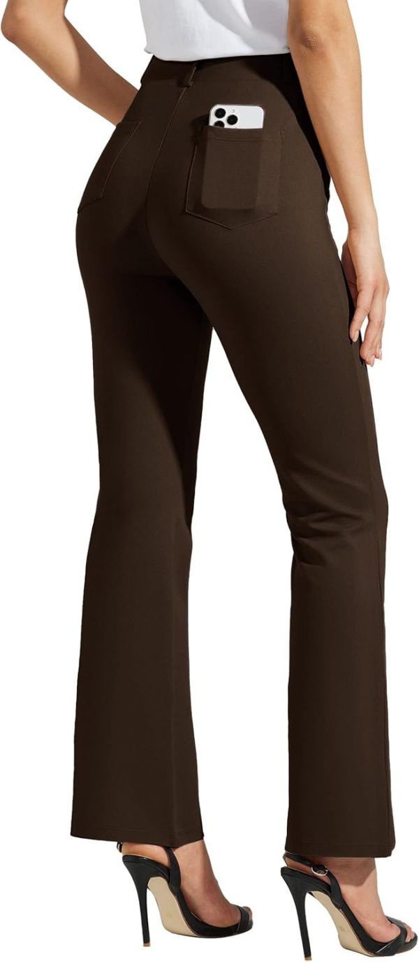 Women's Yoga Dress Pants Bootcut Work Slacks Stretch Office with Belt Loops 4 Pockets 28“/29"/30"/31"/33" - Image 33