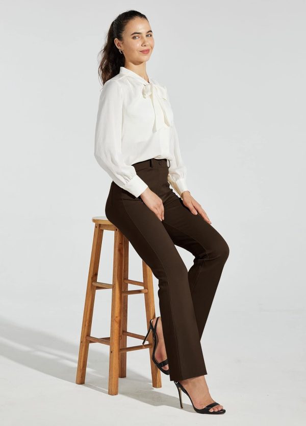 Women's Yoga Dress Pants Bootcut Work Slacks Stretch Office with Belt Loops 4 Pockets 28“/29"/30"/31"/33" - Image 34
