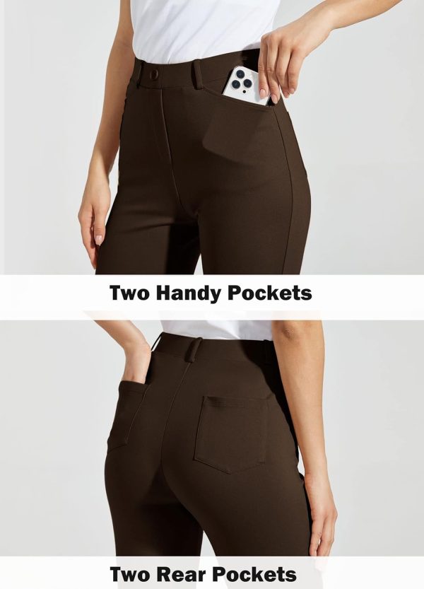 Women's Yoga Dress Pants Bootcut Work Slacks Stretch Office with Belt Loops 4 Pockets 28“/29"/30"/31"/33" - Image 36