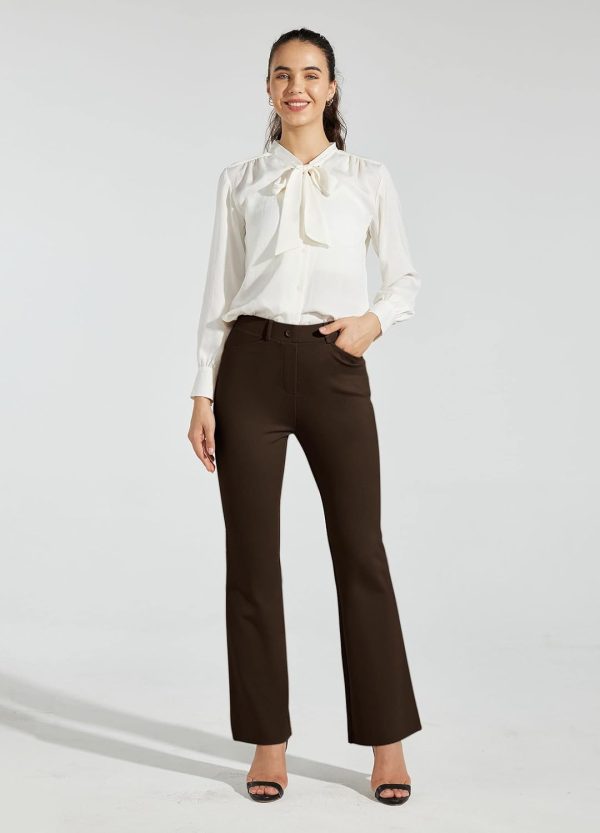 Women's Yoga Dress Pants Bootcut Work Slacks Stretch Office with Belt Loops 4 Pockets 28“/29"/30"/31"/33" - Image 37