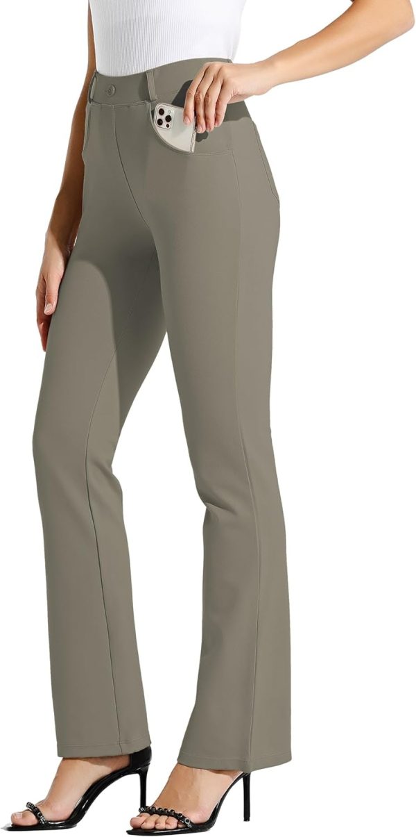 Women's Yoga Dress Pants Bootcut Work Slacks Stretch Office with Belt Loops 4 Pockets 28“/29"/30"/31"/33" - Image 38