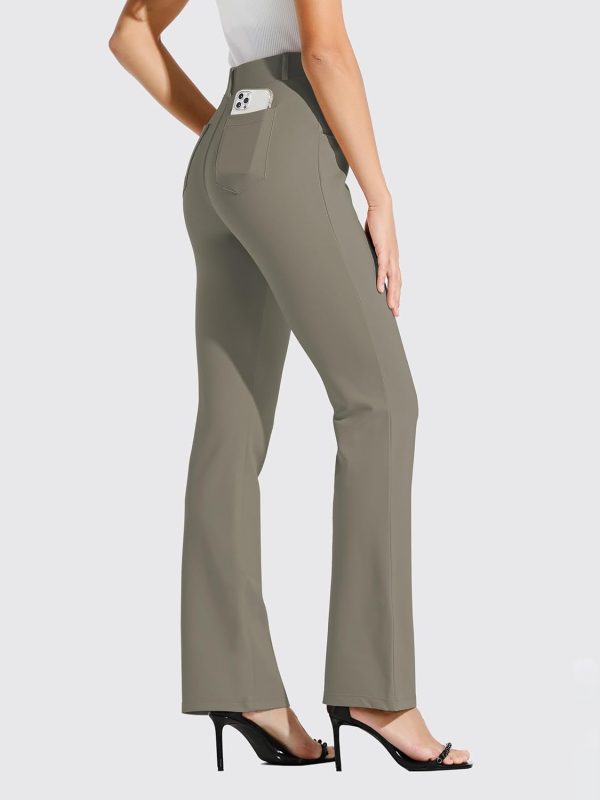 Women's Yoga Dress Pants Bootcut Work Slacks Stretch Office with Belt Loops 4 Pockets 28“/29"/30"/31"/33" - Image 39