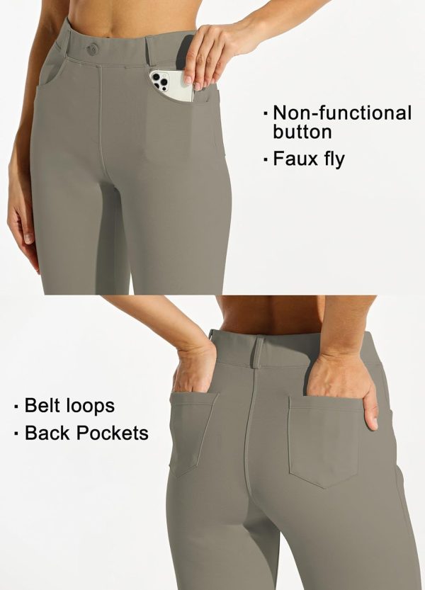 Women's Yoga Dress Pants Bootcut Work Slacks Stretch Office with Belt Loops 4 Pockets 28“/29"/30"/31"/33" - Image 41