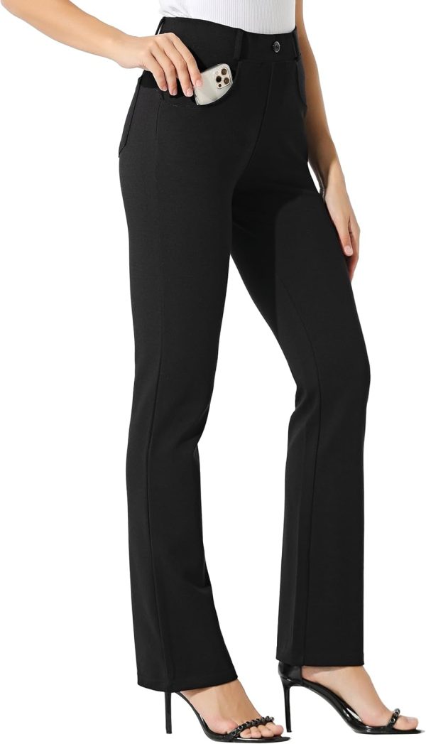 Women's Yoga Dress Pants Bootcut Work Slacks Stretch Office with Belt Loops 4 Pockets 28“/29"/30"/31"/33" - Image 44