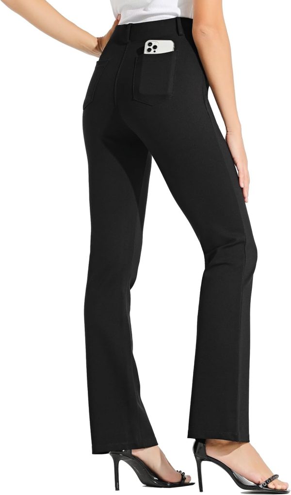 Women's Yoga Dress Pants Bootcut Work Slacks Stretch Office with Belt Loops 4 Pockets 28“/29"/30"/31"/33" - Image 45