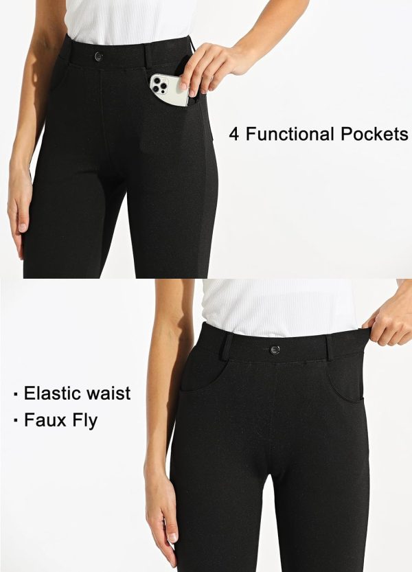 Women's Yoga Dress Pants Bootcut Work Slacks Stretch Office with Belt Loops 4 Pockets 28“/29"/30"/31"/33" - Image 47