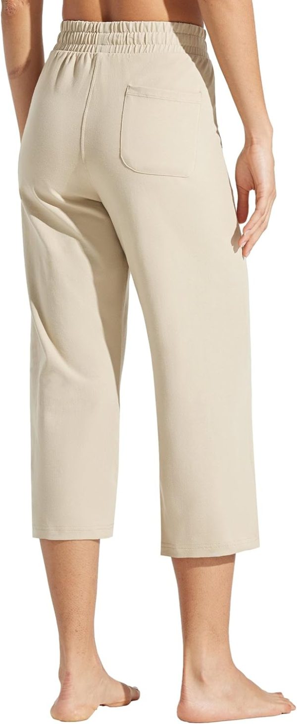 Willit Women's Capris Pants Cotton Yoga Capri Casual Lounge Pants Wide Leg Workout Sweatpants with Pockets 20" - Image 2