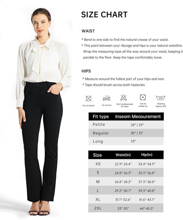 Women's Yoga Dress Pants Bootcut Work Slacks Stretch Office with Belt Loops 4 Pockets 28“/29"/30"/31"/33" - Image 49