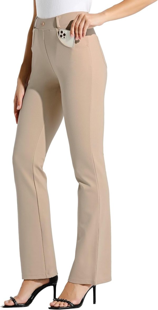 Women's Yoga Dress Pants Bootcut Work Slacks Stretch Office with Belt Loops 4 Pockets 28“/29"/30"/31"/33" - Image 50