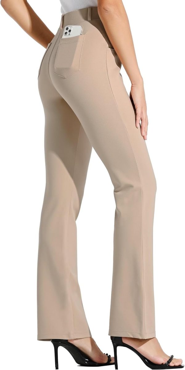Women's Yoga Dress Pants Bootcut Work Slacks Stretch Office with Belt Loops 4 Pockets 28“/29"/30"/31"/33" - Image 51