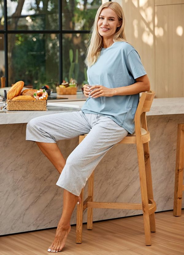 Willit Women's Capris Pants Cotton Yoga Capri Casual Lounge Pants Wide Leg Workout Sweatpants with Pockets 20" - Image 6