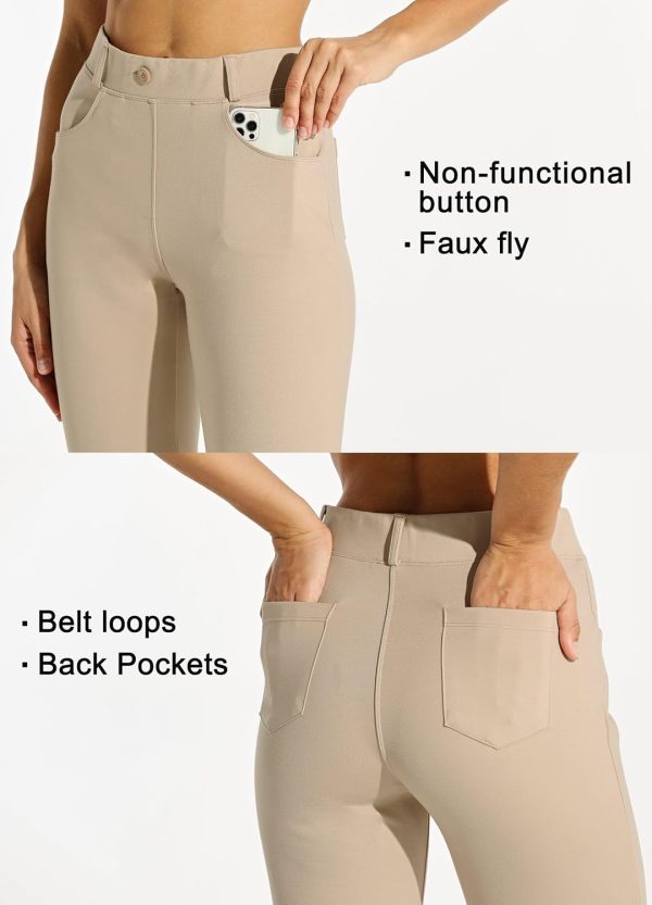 Women's Yoga Dress Pants Bootcut Work Slacks Stretch Office with Belt Loops 4 Pockets 28“/29"/30"/31"/33" - Image 53