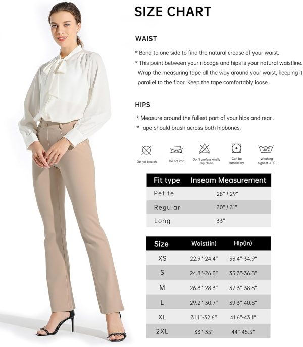 Women's Yoga Dress Pants Bootcut Work Slacks Stretch Office with Belt Loops 4 Pockets 28“/29"/30"/31"/33" - Image 55