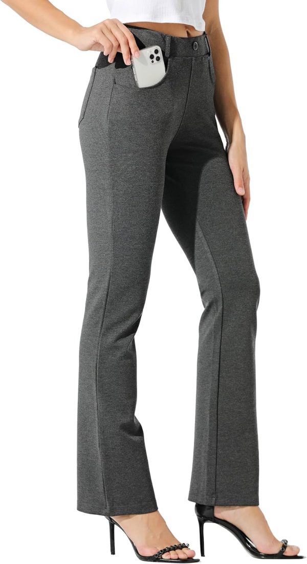 Women's Yoga Dress Pants Bootcut Work Slacks Stretch Office with Belt Loops 4 Pockets 28“/29"/30"/31"/33" - Image 56