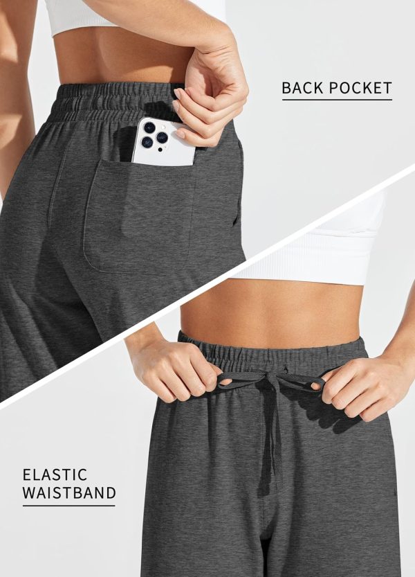 Willit Women's Capris Pants Cotton Yoga Capri Casual Lounge Pants Wide Leg Workout Sweatpants with Pockets 20" - Image 11