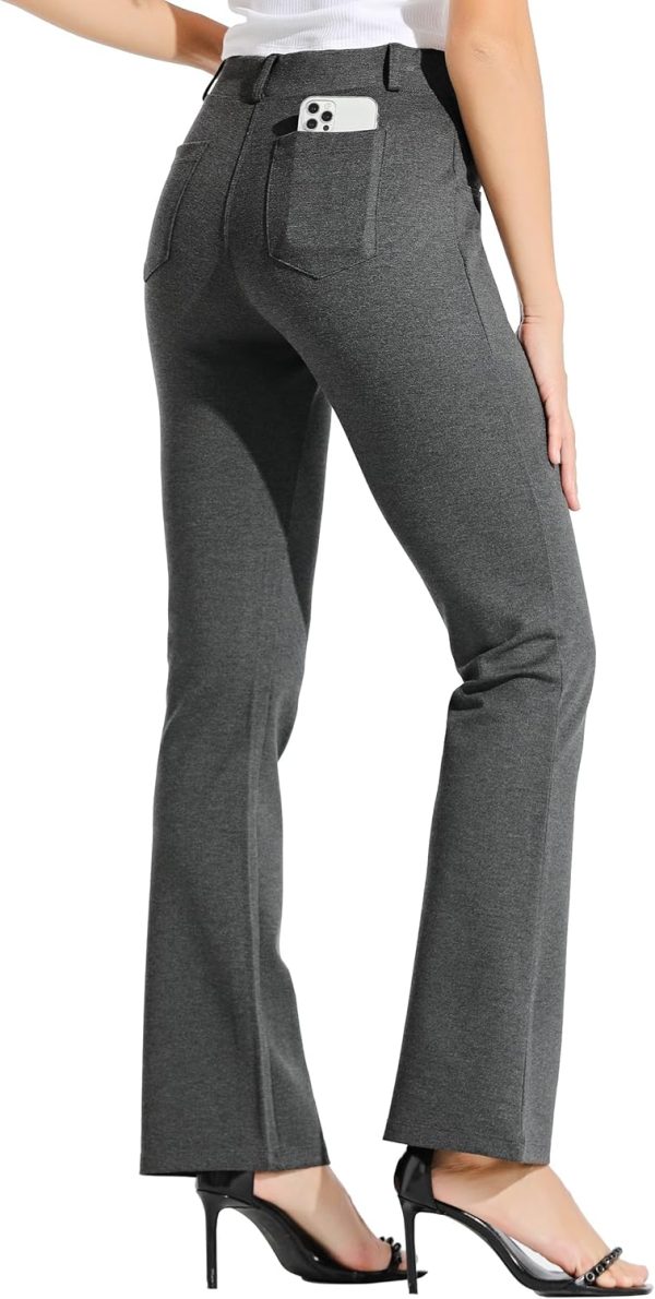 Women's Yoga Dress Pants Bootcut Work Slacks Stretch Office with Belt Loops 4 Pockets 28“/29"/30"/31"/33" - Image 57