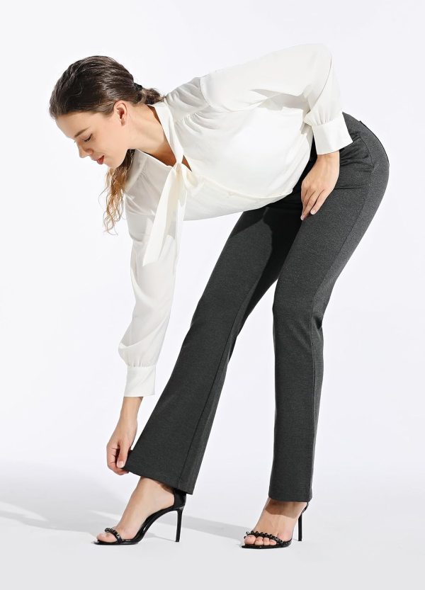 Women's Yoga Dress Pants Bootcut Work Slacks Stretch Office with Belt Loops 4 Pockets 28“/29"/30"/31"/33" - Image 58