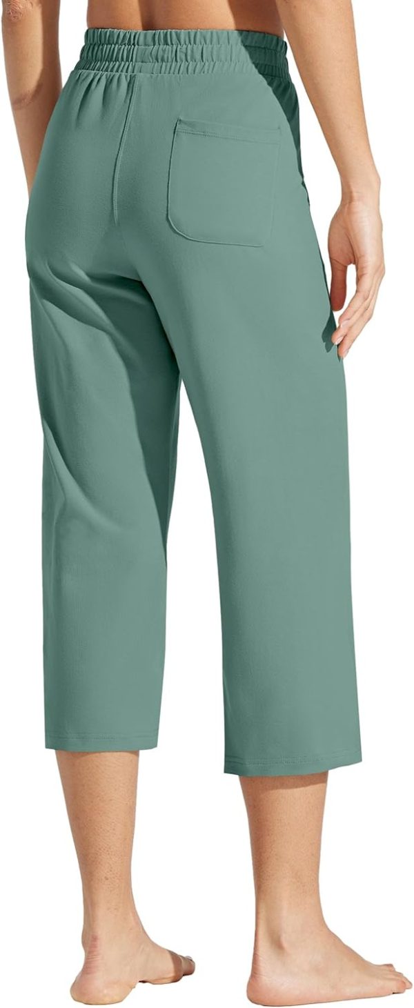 Willit Women's Capris Pants Cotton Yoga Capri Casual Lounge Pants Wide Leg Workout Sweatpants with Pockets 20" - Image 14