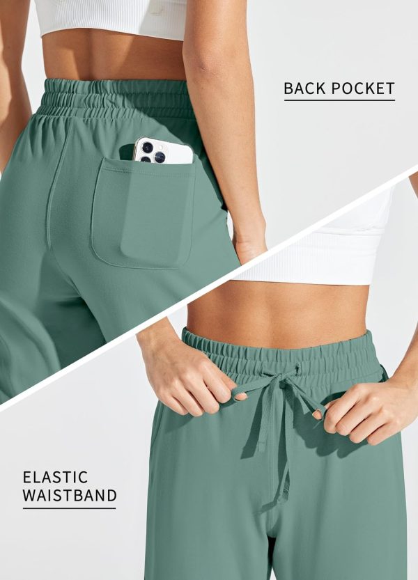 Willit Women's Capris Pants Cotton Yoga Capri Casual Lounge Pants Wide Leg Workout Sweatpants with Pockets 20" - Image 17