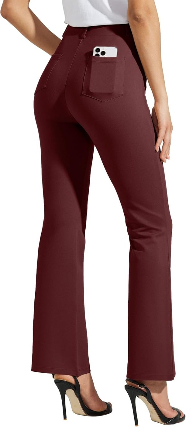 Women's Yoga Dress Pants Bootcut Work Slacks Stretch Office with Belt Loops 4 Pockets 28“/29"/30"/31"/33" - Image 63