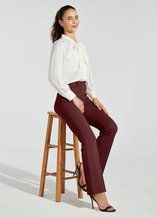 Women's Yoga Dress Pants Bootcut Work Slacks Stretch Office with Belt Loops 4 Pockets 28“/29"/30"/31"/33" - Image 64