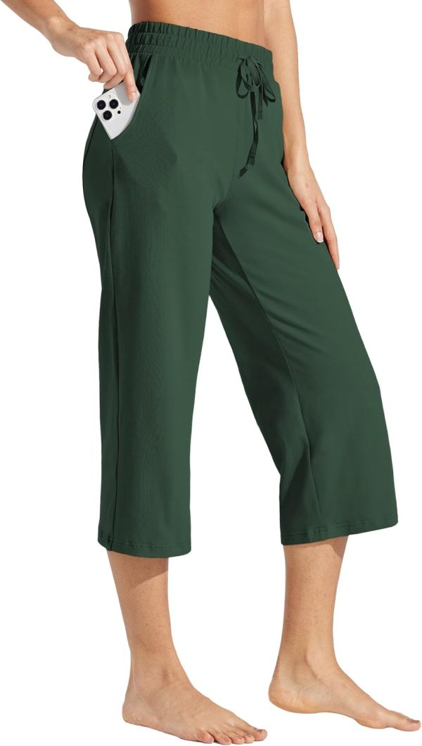 Willit Women's Capris Pants Cotton Yoga Capri Casual Lounge Pants Wide Leg Workout Sweatpants with Pockets 20" - Image 19