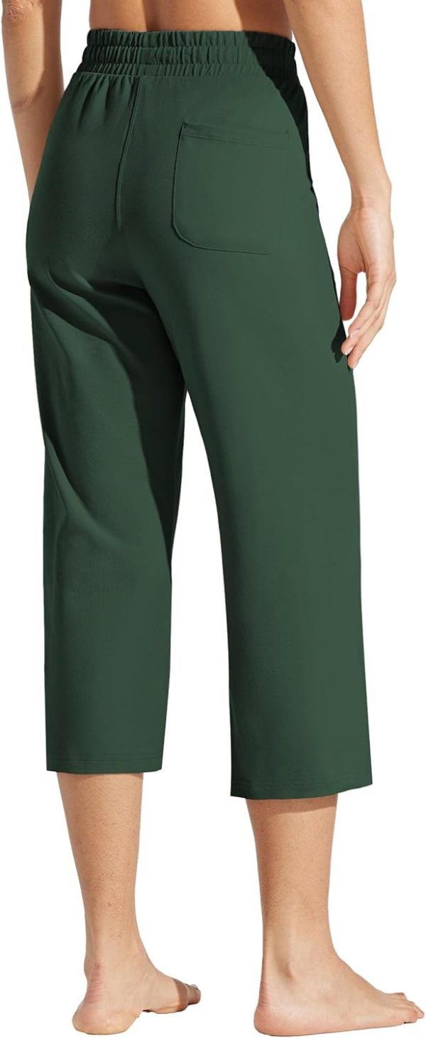 Willit Women's Capris Pants Cotton Yoga Capri Casual Lounge Pants Wide Leg Workout Sweatpants with Pockets 20" - Image 20