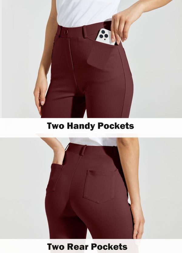 Women's Yoga Dress Pants Bootcut Work Slacks Stretch Office with Belt Loops 4 Pockets 28“/29"/30"/31"/33" - Image 66