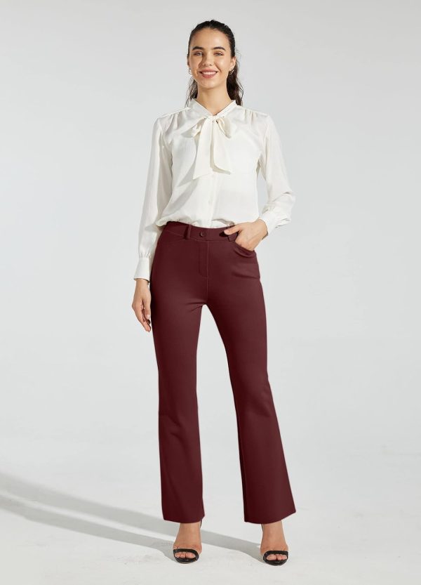 Women's Yoga Dress Pants Bootcut Work Slacks Stretch Office with Belt Loops 4 Pockets 28“/29"/30"/31"/33" - Image 67