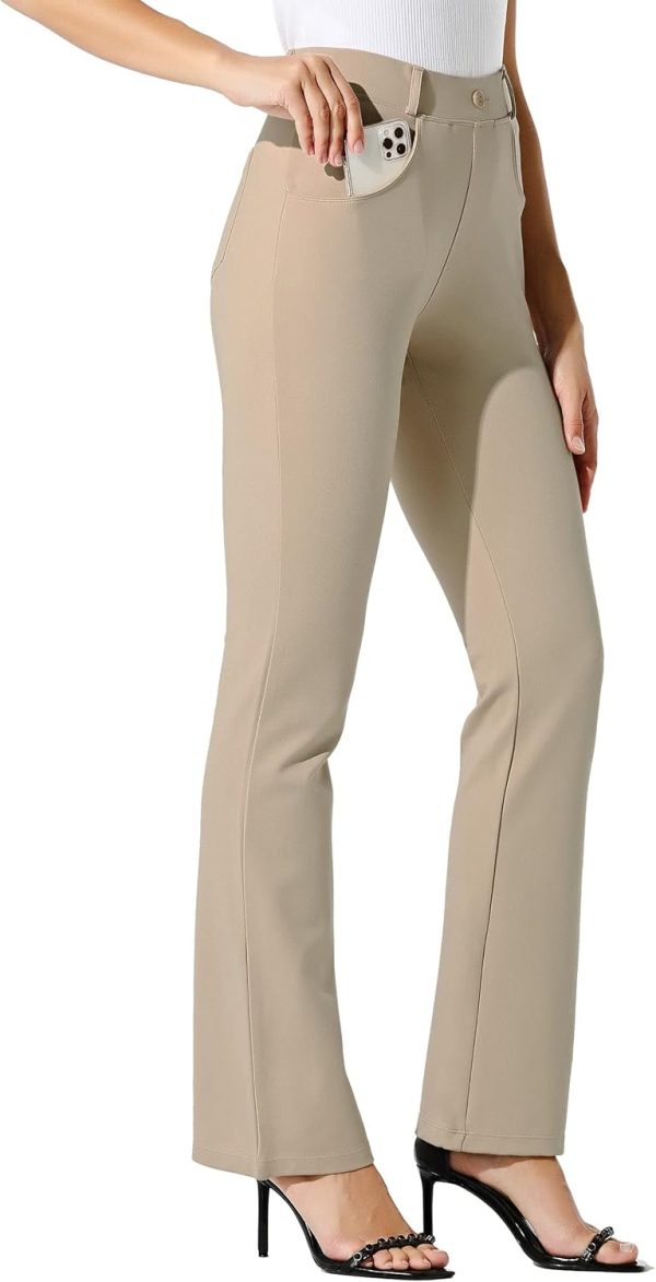 Women's Yoga Dress Pants Bootcut Work Slacks Stretch Office with Belt Loops 4 Pockets 28“/29"/30"/31"/33" - Image 68