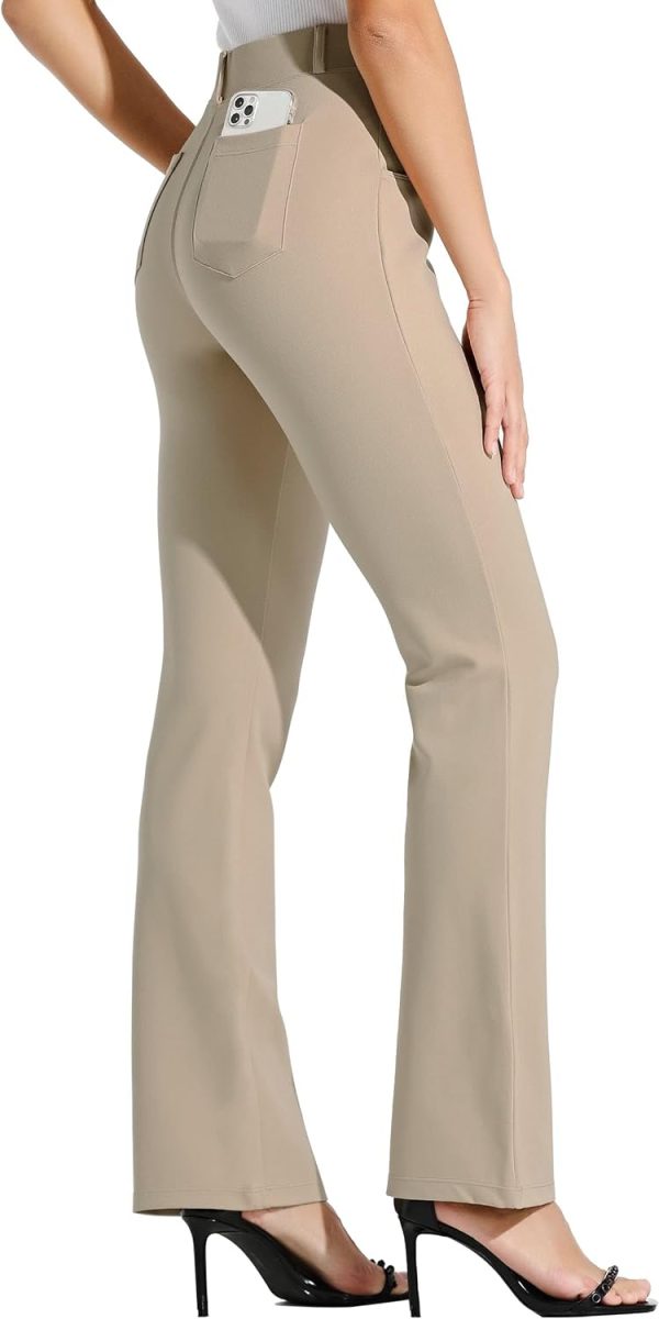Women's Yoga Dress Pants Bootcut Work Slacks Stretch Office with Belt Loops 4 Pockets 28“/29"/30"/31"/33" - Image 69