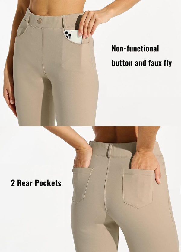 Women's Yoga Dress Pants Bootcut Work Slacks Stretch Office with Belt Loops 4 Pockets 28“/29"/30"/31"/33" - Image 71