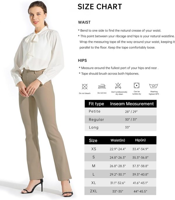 Women's Yoga Dress Pants Bootcut Work Slacks Stretch Office with Belt Loops 4 Pockets 28“/29"/30"/31"/33" - Image 73