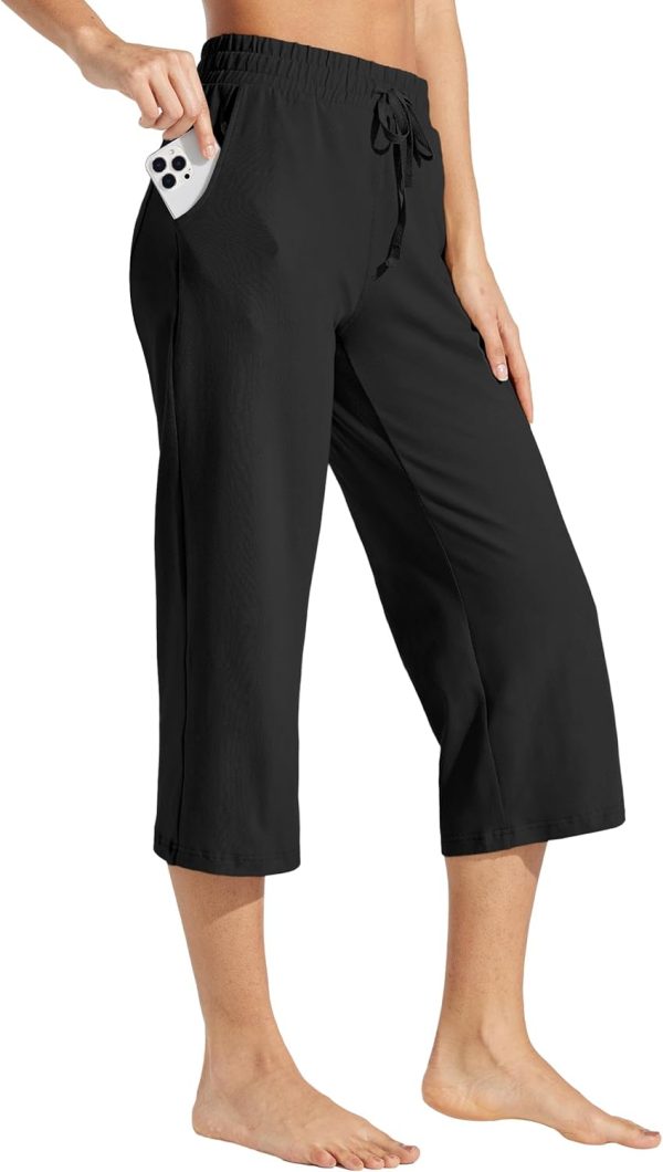 Willit Women's Capris Pants Cotton Yoga Capri Casual Lounge Pants Wide Leg Workout Sweatpants with Pockets 20" - Image 29