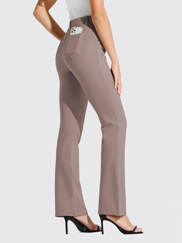 Women's Yoga Dress Pants Bootcut Work Slacks Stretch Office with Belt Loops 4 Pockets 28“/29"/30"/31"/33" - Image 75
