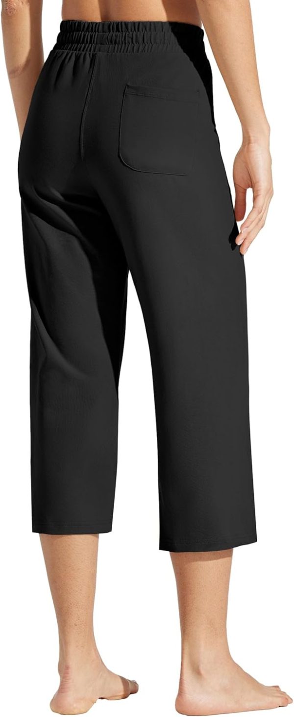 Willit Women's Capris Pants Cotton Yoga Capri Casual Lounge Pants Wide Leg Workout Sweatpants with Pockets 20" - Image 30