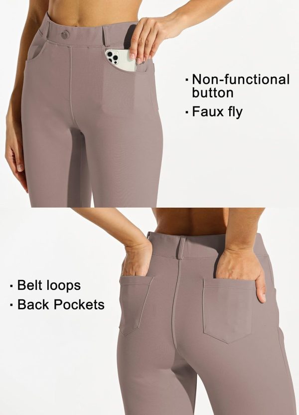Women's Yoga Dress Pants Bootcut Work Slacks Stretch Office with Belt Loops 4 Pockets 28“/29"/30"/31"/33" - Image 77