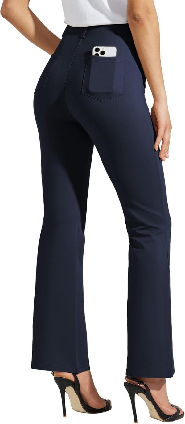 Women's Yoga Dress Pants Bootcut Work Slacks Stretch Office with Belt Loops 4 Pockets 28“/29"/30"/31"/33" - Image 81