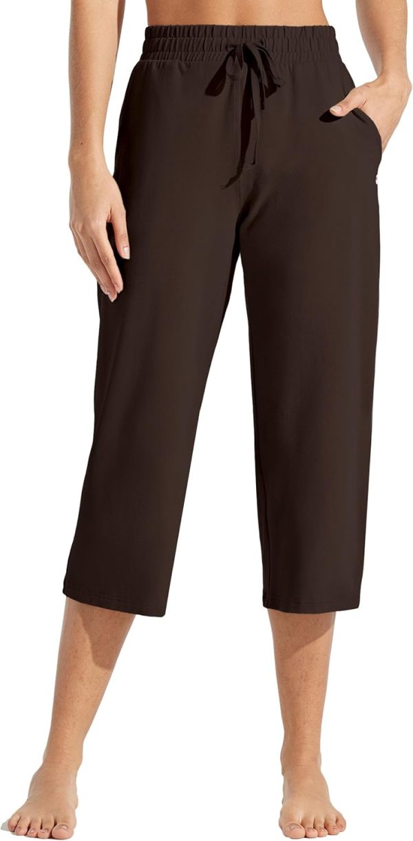 Willit Women's Capris Pants Cotton Yoga Capri Casual Lounge Pants Wide Leg Workout Sweatpants with Pockets 20" - Image 37